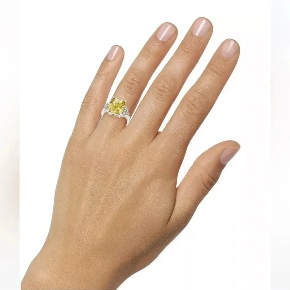 Anthropologie Yellow Diamond Pave Cluster Ring
